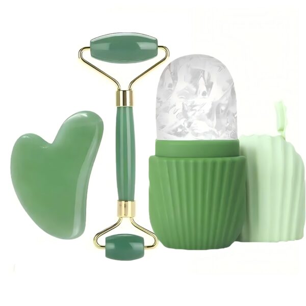 Stainless steel facial ice tray set, portable facial gua sha board, skincare tool, silicone facial ice tray