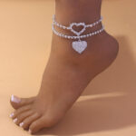 Shiny Rhinestone Love Anklet Set for Gold or Silver