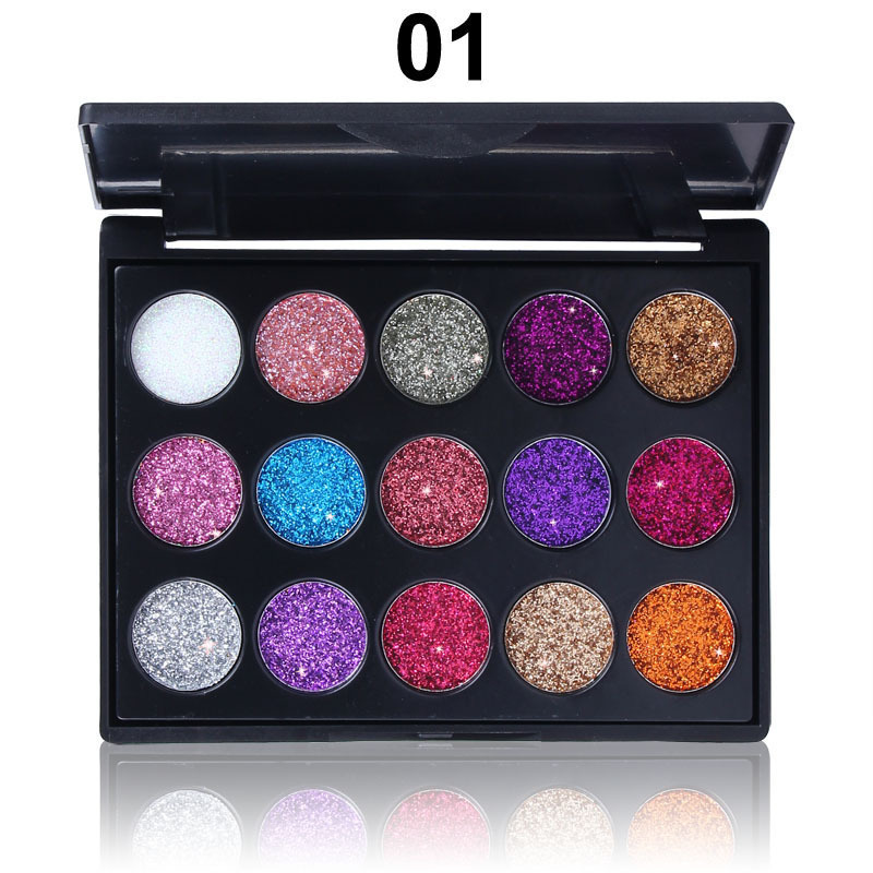 Shimmering 15-Color Diamond Sequin Glitter Eyeshadow Palette