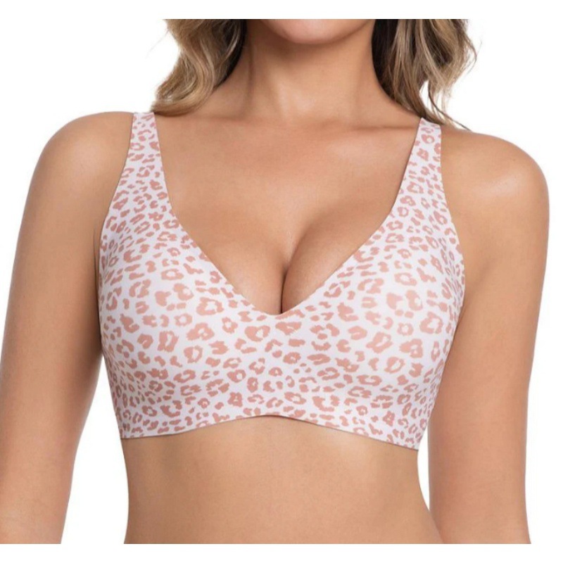 Leopard Print Wire-Free Plus Size Bra with Back Support