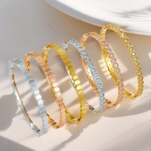 Durable Stainless Steel Square Bracelet with Round Personalization