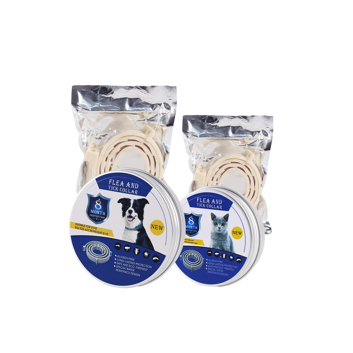 Pet cat collar with essential oil plant formula for flea and tick control, adjustable necklace for dogs. Pet cat collar with essential oil plant formula for flea and tick control, adjustable necklace for dogs.