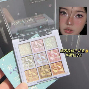 Capel Snowflake Nine-Color Eyeshadow Palette Fine Glitter Pearlescent Brightening Highlight Long-Lasting Makeup Non-Flying Earth-Colored Eyeshadow Wholesale