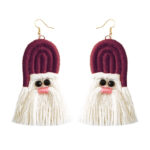 Boho Green Tassel Earrings for Women, Cotton Thread Long Drop