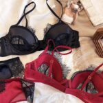 Anti-Sagging French Eyelash Lace Lingerie Set for Large Bust