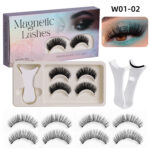Thick Curled Magnetic False Eyelashes Set, No-Removal + Curler Box