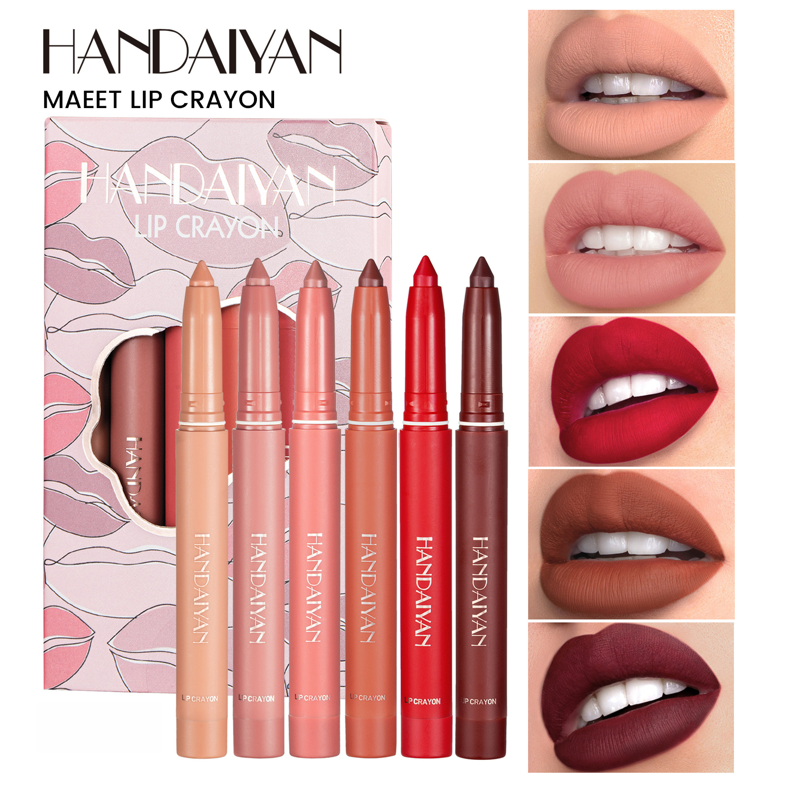 Rotating Lip Liner Set with Cuttable Tip, 6 Pack - Red Rotating Lip Liner Set with Cuttable Tip, 6 Pack - Red