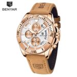 Accurate Quartz Mens Watch with Half-Fan Calendar & Folding Clasp