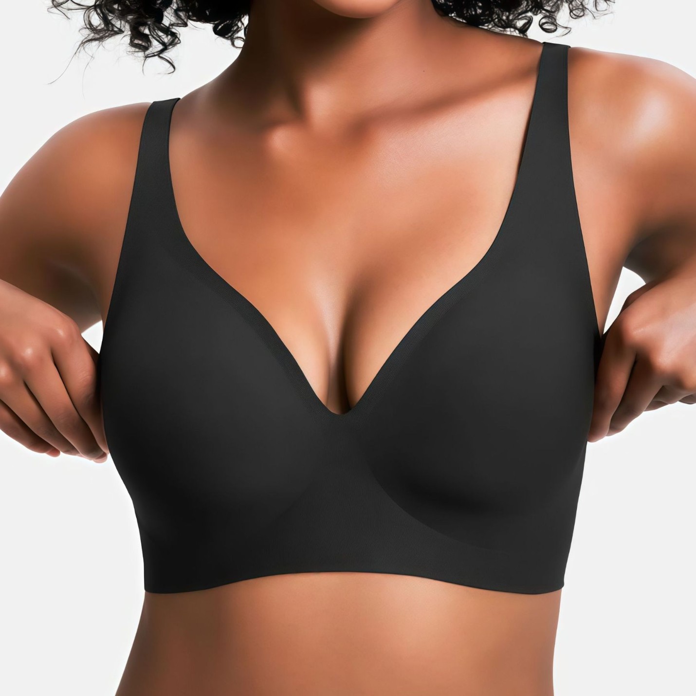 Seamless Push-Up Wire-Free Bra with Side Support, Black