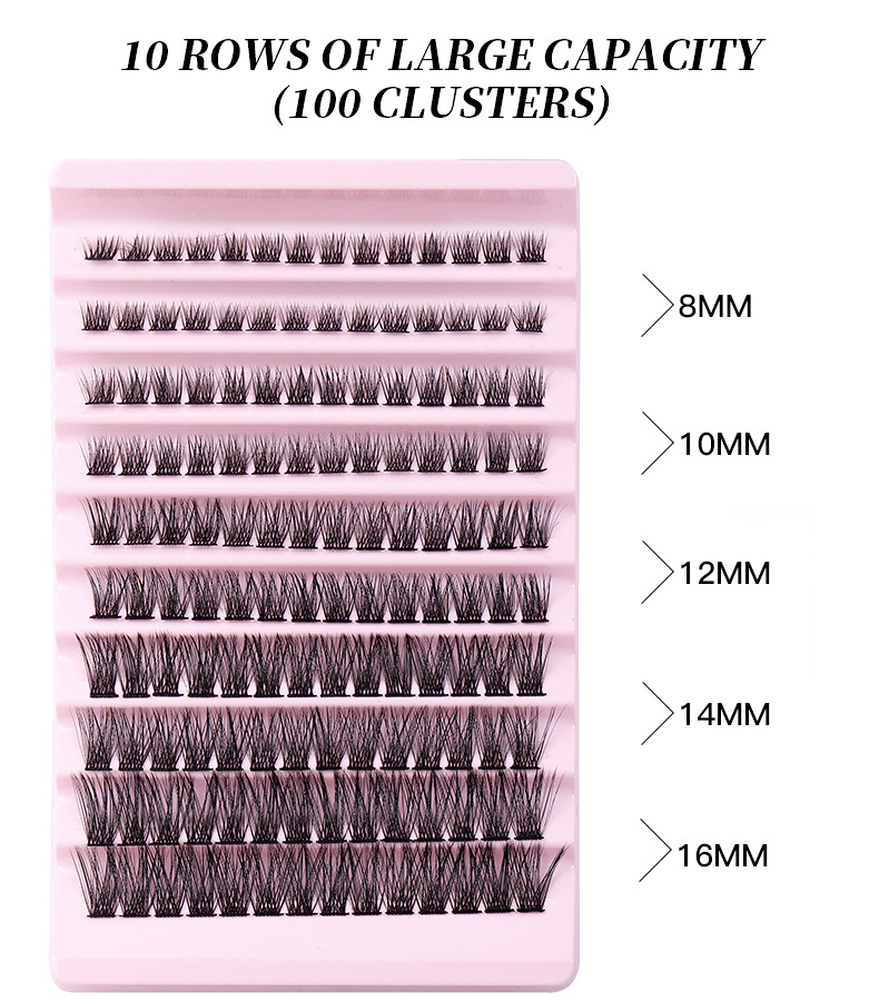 Natural Black Cluster Fake Eyelashes with Segmented Double Tape