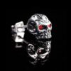 Red Eye Skull Stud Earrings, Retro Punk Skeleton Gem Inlay