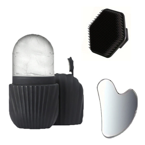Stainless steel facial ice tray set, portable facial gua sha board, skincare tool, silicone facial ice tray