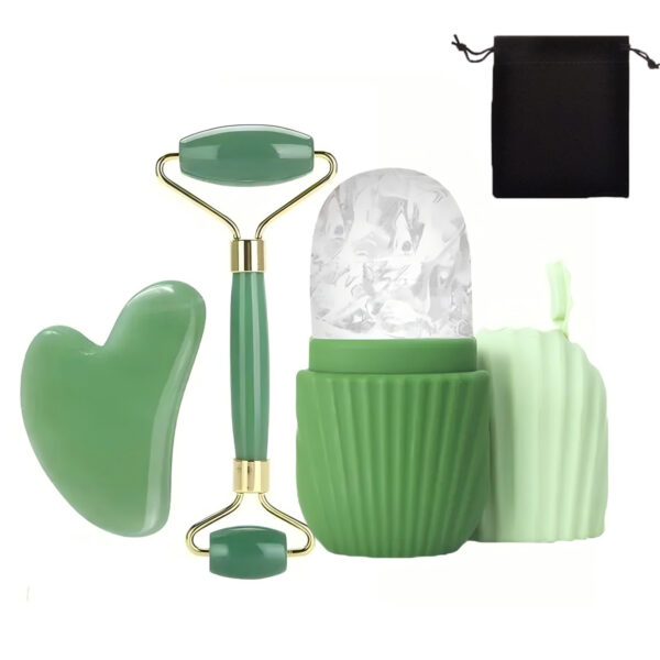 Stainless steel facial ice tray set, portable facial gua sha board, skincare tool, silicone facial ice tray