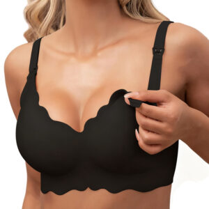 Front-Opening Wire-Free Nursing Bra for Postpartum, Black