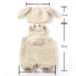 New crochet carrot and rabbit three-piece set, cute newborn photo suspender pants