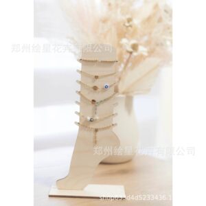Tidy Anklet Storage Rack with Wooden Jewelry Organizer for Home
