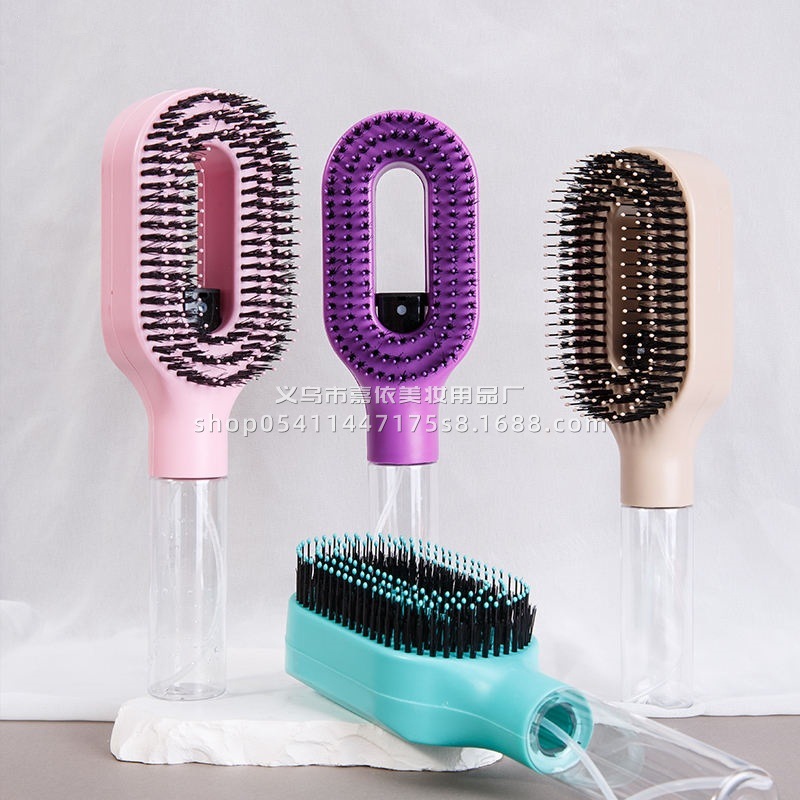 Factory direct stock of SprayHair spray comb, new cross-border product, one-click spray, anti-static, wet and dry dual-use hair smoothing comb.