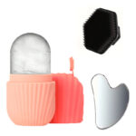 Stainless steel facial ice tray set, portable facial gua sha board, skincare tool, silicone facial ice tray