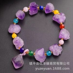 Genuine Rough Amethyst Bracelet Set for Girls - Wholesale