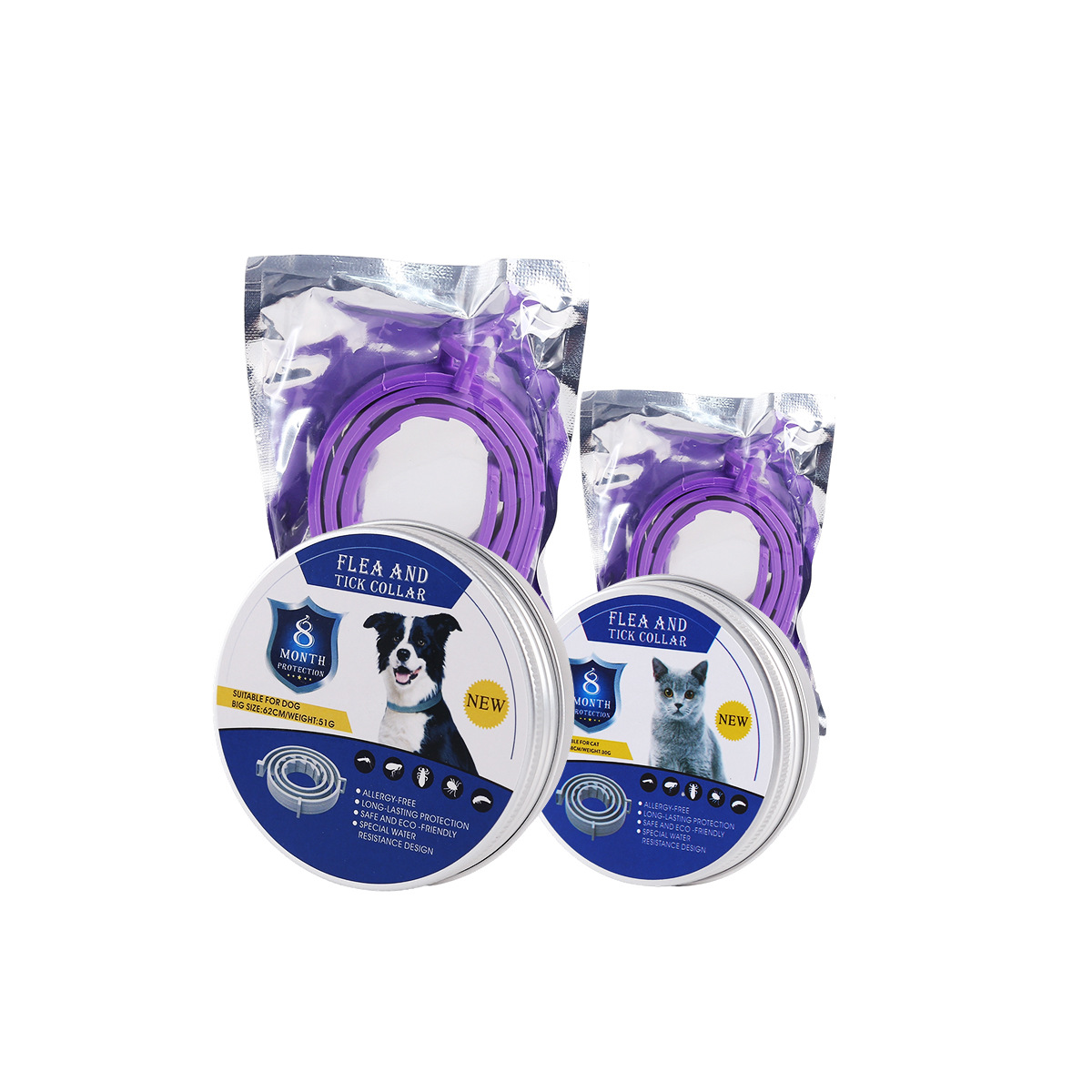 Pet cat collar with essential oil plant formula for flea and tick control, adjustable necklace for dogs. Pet cat collar with essential oil plant formula for flea and tick control, adjustable necklace for dogs.