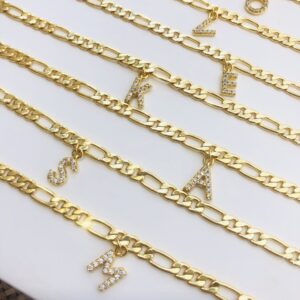 Personalized English Letter Anklet with Gold Pendant Beach