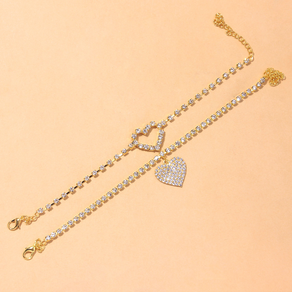 Shiny Rhinestone Love Anklet Set for Gold or Silver