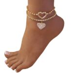 Shiny Rhinestone Love Anklet Set for Gold or Silver