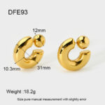Versatile C-Shaped Round Pearl Earrings in Stainless Steel