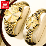 Double Calendar Quartz Couple Watch Set with Week Display