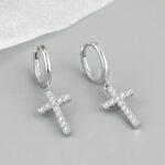 European and American foreign trade cross-border hot-selling S925 silver earrings cross-embellished diamond trendy hip-hop earrings earrings earrings wholesale