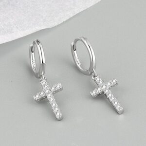 European and American foreign trade cross-border hot-selling S925 silver earrings cross-embellished diamond trendy hip-hop earrings earrings earrings wholesale