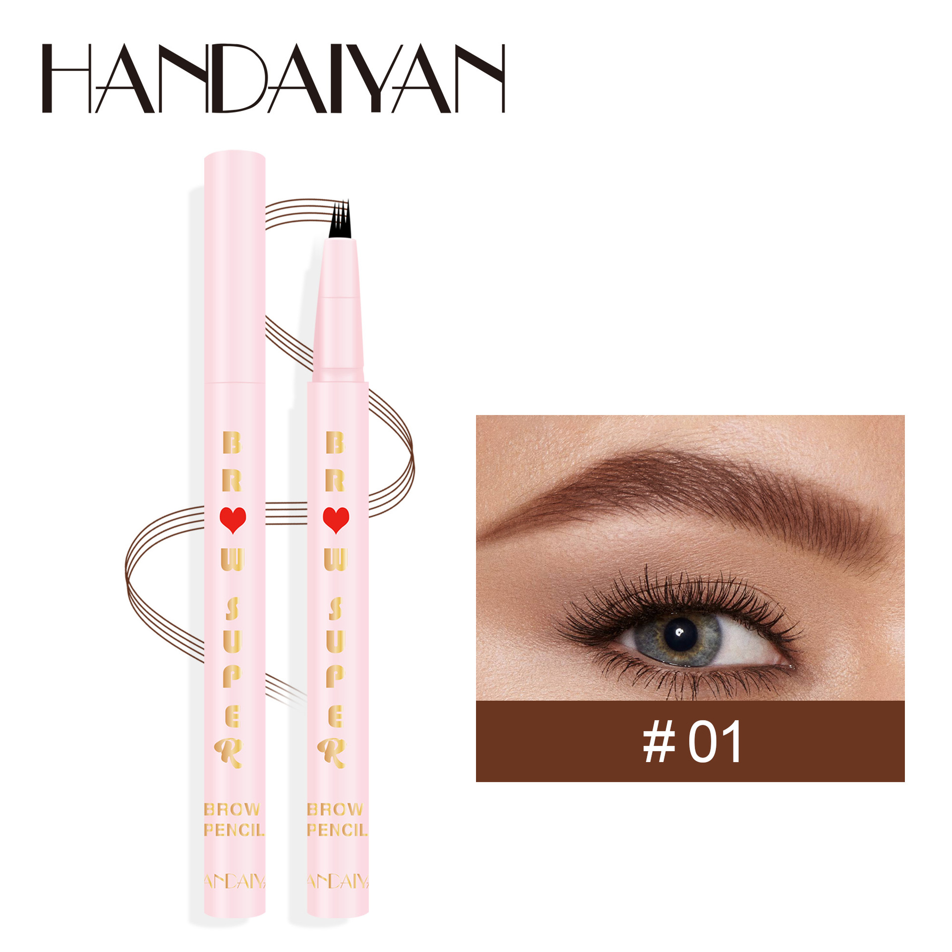 Waterproof Sweat-Proof Eyebrow Pencil with 4-Fork Tip