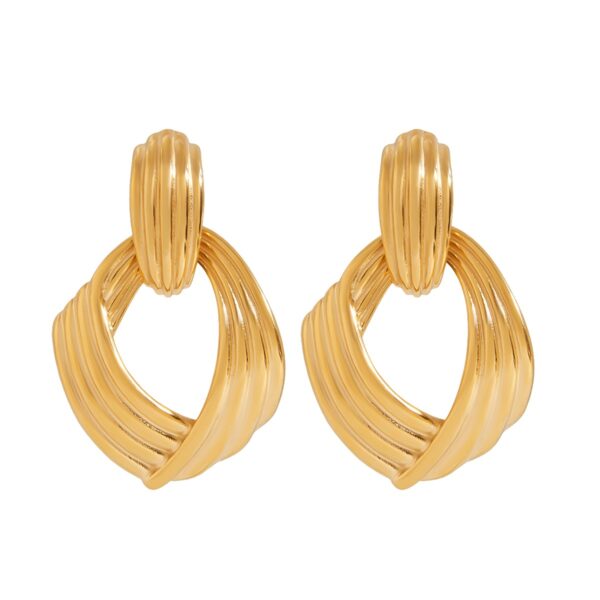 Non-Fading Geometric Stainless Steel Earrings in 18 K Gold Titanium
