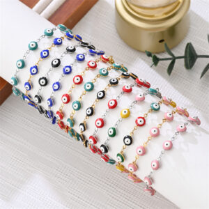 European and American ins style devil eye bracelet women's cross-border hot selling fashion electroplated 18K gold stainless steel bracelet anklet