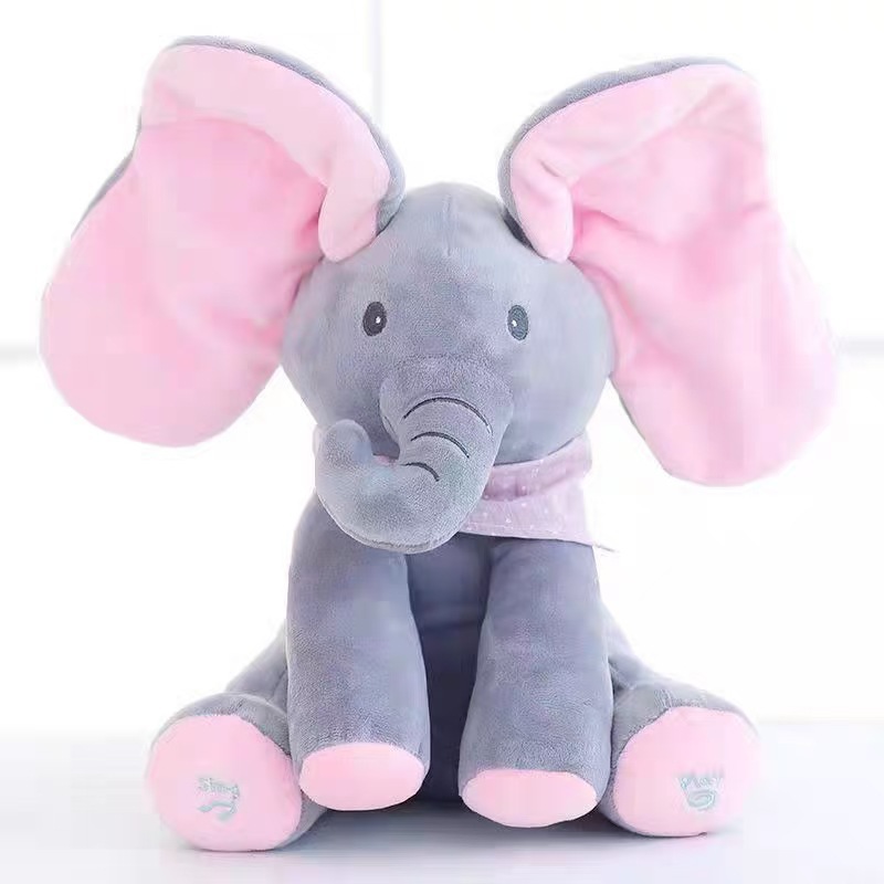 Singing, peek-a-boo elephant plush toy, soothing doll, musical doll, interactive toy for babies. Singing, peek-a-boo elephant plush toy, soothing doll, musical doll, interactive toy for babies.