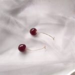 Long Cherry Fruit Earrings for Women, 925 Silver Needle