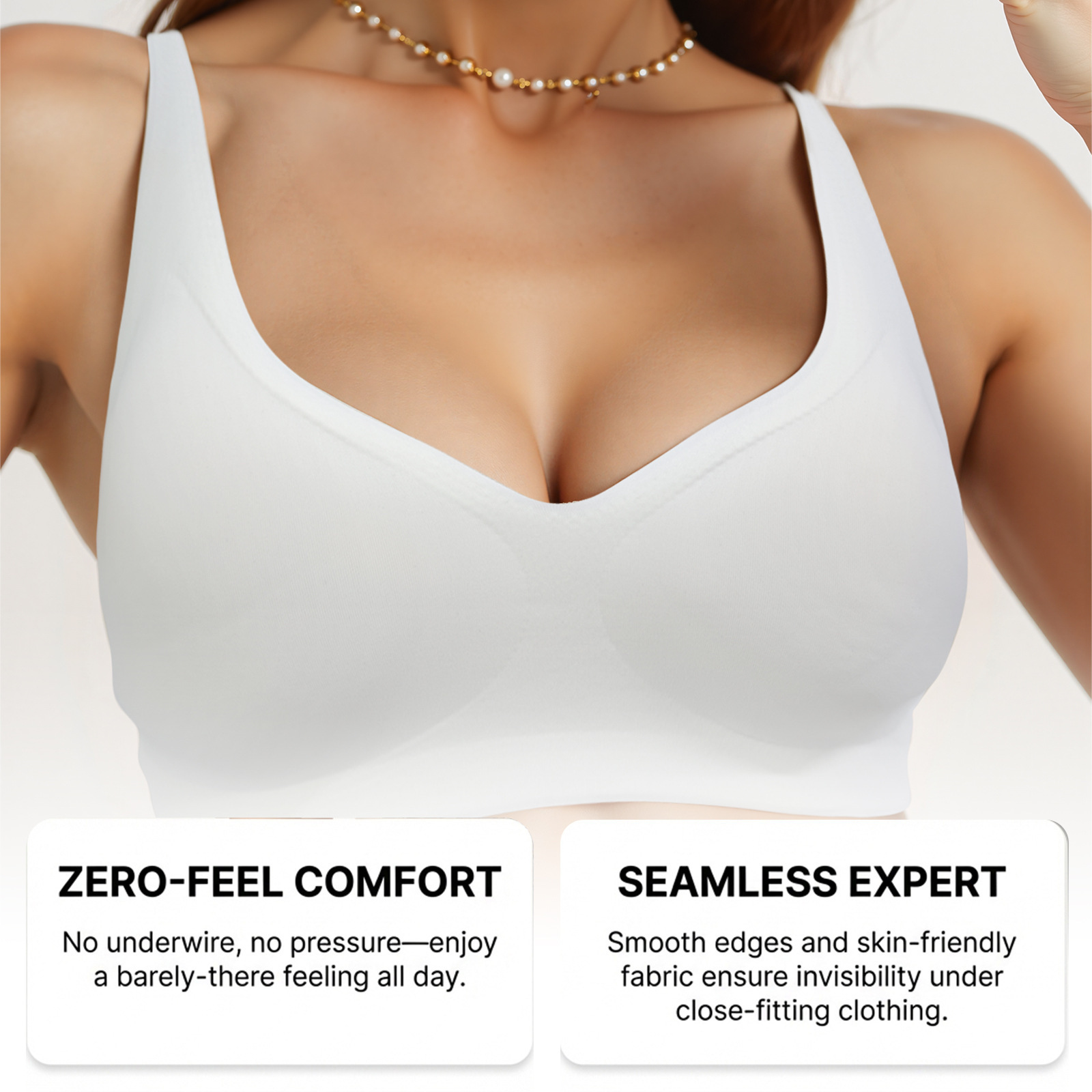 Seamless Push-Up Wire-Free Bra with Side Support, Black