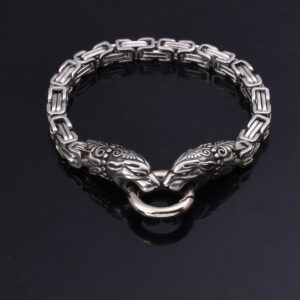 Stainless steel Viking wolf head and leopard head bracelet/bangles for men