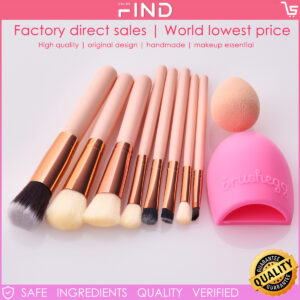 Complete 8-Piece Makeup Brush Set with Brush Washer & Puff
