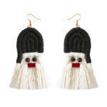 Boho Green Tassel Earrings for Women, Cotton Thread Long Drop