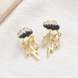 New zircon cloud earrings high-end light luxury niche design S925 silver needle lightning raindrop earrings earrings