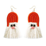Boho Green Tassel Earrings for Women, Cotton Thread Long Drop