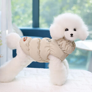 Warm Cotton Dog Vest Coat with Buckles for Winter, XS High Neck