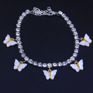 European and American hot models Acrylic Rhinestone Anklet Resin Butterfly Pendant Jewelry Beach Holiday Shiny Foot Ornament Anklet