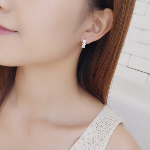 S925 Silver Flower Earrings Women Korean Simple Camellia Zircon Earrings Girlfriend Small Circle Earrings Flower Earrings