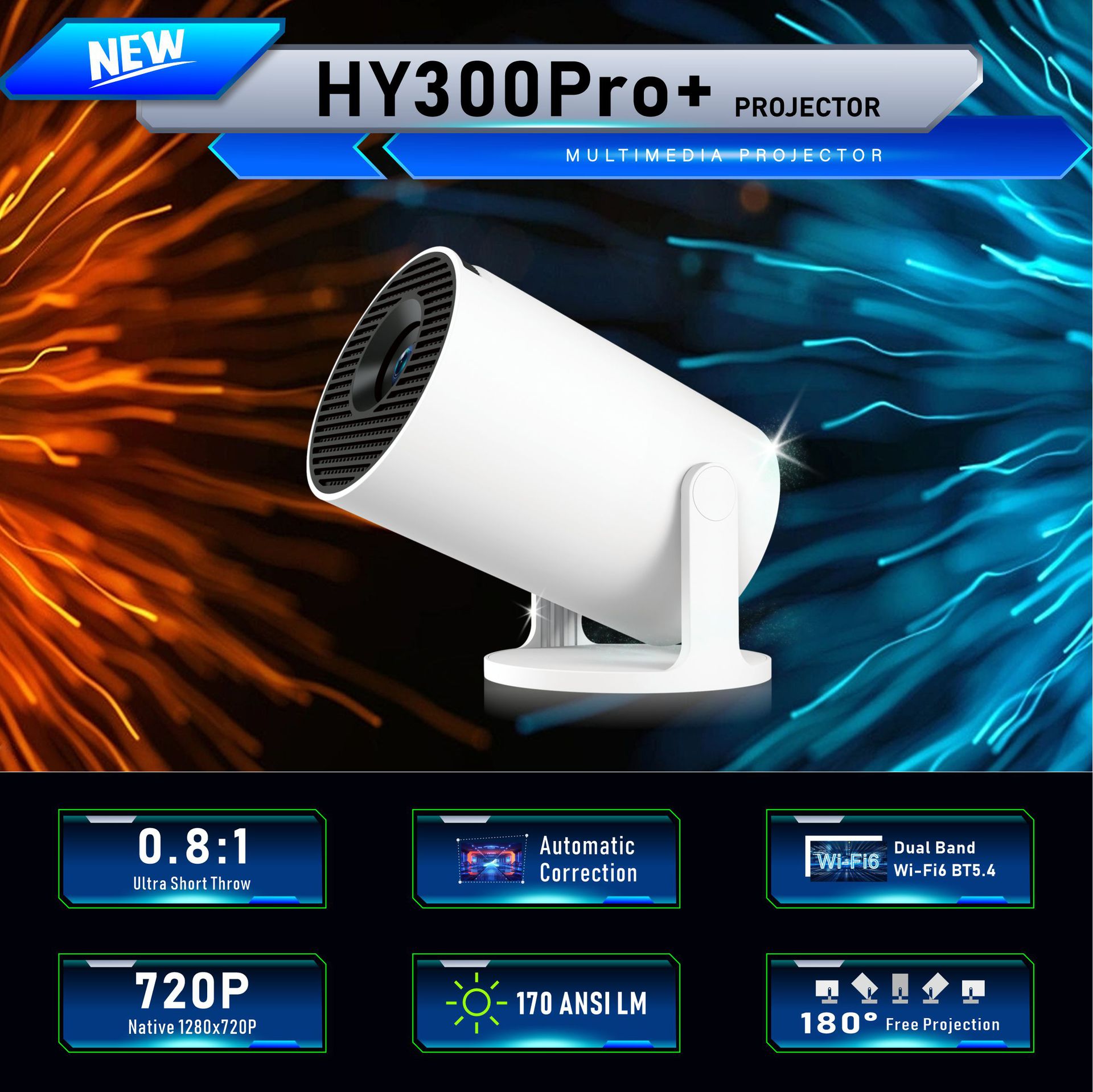 HY300/HY300pro projector, smart Android 4K home wireless portable screen projection 13720P. HY300/HY300pro projector, smart Android 4K home wireless portable screen projection 13720P.