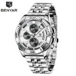 Accurate Quartz Mens Watch with Half-Fan Calendar & Folding Clasp