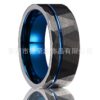 Two-Tone Electroplated 8 mm Blue Tungsten Steel Ring