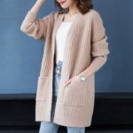 Women's mid-length cardigan for spring and autumn 2021, plus size, loose knitted shawl, versatile sweater.