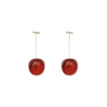 Long Cherry Fruit Earrings for Women, 925 Silver Needle